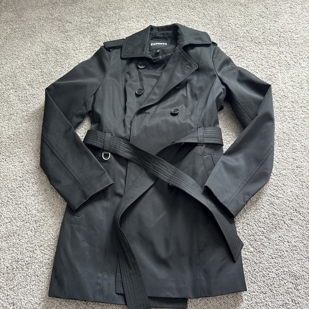 Express Women's Elegant Black Trench Coat
